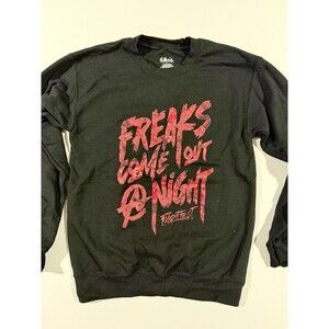 Six Flags Men's Graphic Horror Pullover Sweatshirt Black Crew Neck Size S